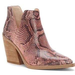 Vince Camuto Pink Snake Rosewood Gigietta Booties